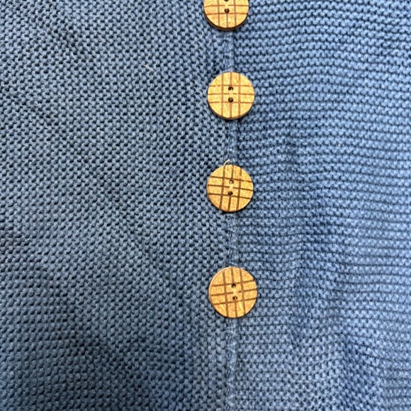 Habitat Women's Blue Cotton Knit Cowl Neck Tunic‎ Sweater Button Front M - Picture 3 of 10